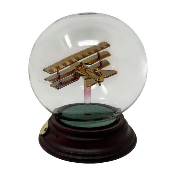 Vintage Mayflower Glass Sculpture Red Baron Airplane Globe Dome 4.5" Tall Decor - Picture 2 of 16